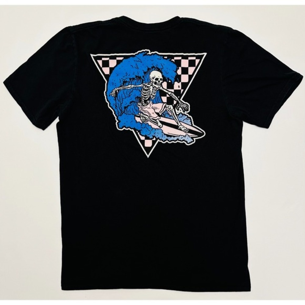 LCM International Skeleton Surfer Graphic Print Black‎ Mens Medium Shirt